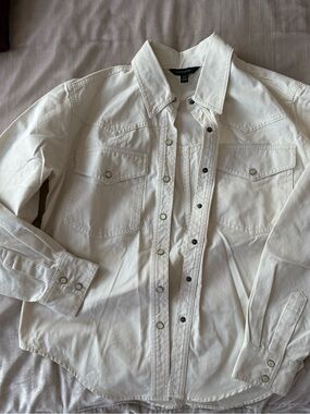 Banana Republic White Snap-Front Western Shirt